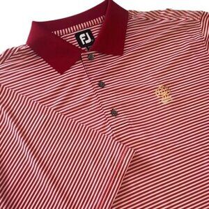 FootJoy Red and White Striped Short Sleeves Polo Golf Shirt Men's Size XL